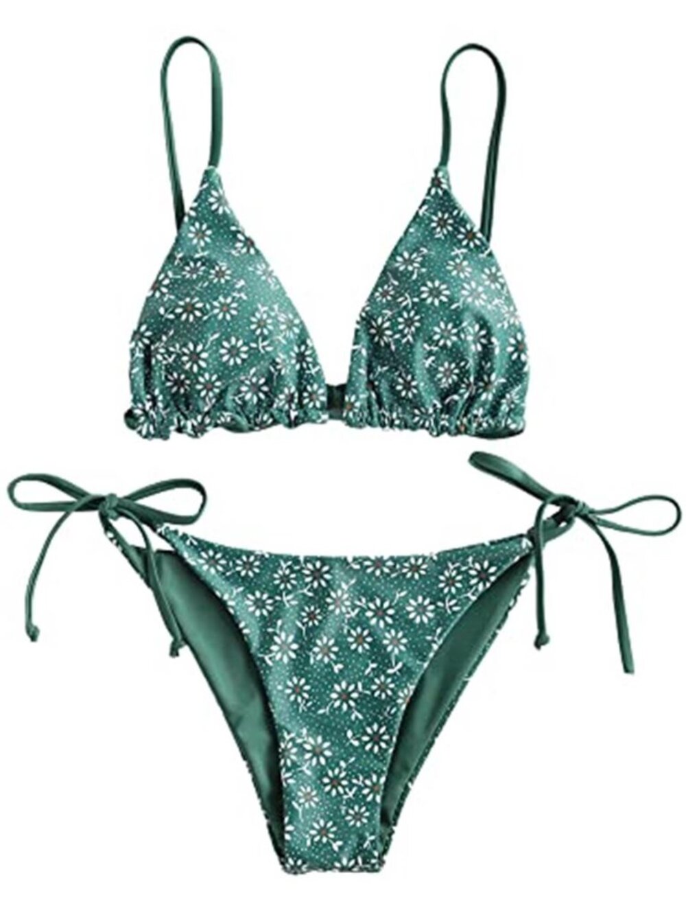 Floral String Bikini Set Triangle Top Tie Side Low Rise Two Piece Swimsuit